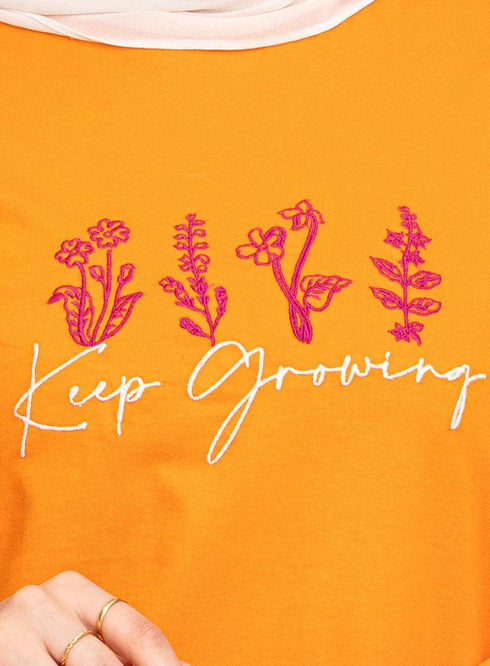 Orange Peel Printed Long - Sleeve Keep Growing - Khotwh